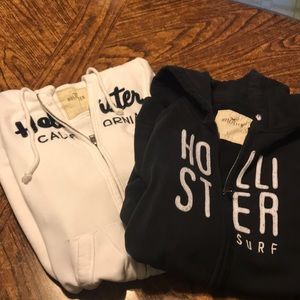 Two zip up Hollister hoodies and T shirts